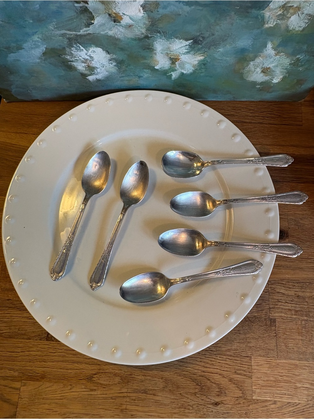 Silverplate teaspoons and sugar spoon - ‘Masterpiece" by Holmes and Narver